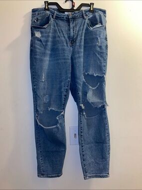 Judy Blue Distressed Slim Fit Jeans Size 20W High Stretch Ripped Denim